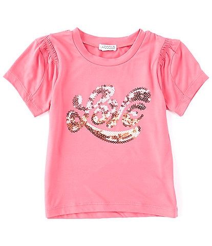 Flapdoodles Little Girls 4-6X Ruched Short-Sleeve Sequin Graphic T-Shirt