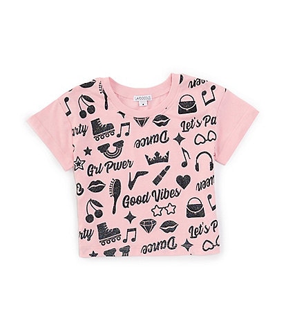 Flapdoodles Little Girls 4-6X Short Sleeve Good Vibes T-Shirt