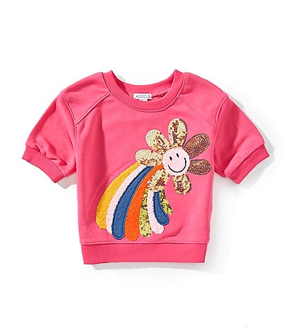 Flapdoodles Little Girls Drop Shoulder Short Sleeve Top