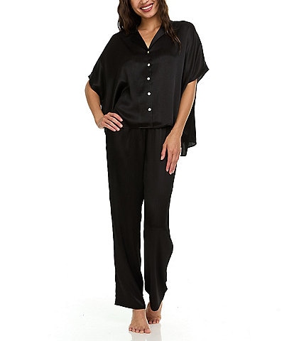 Flora Nikrooz Satin Charmeuse Short Sleeve Notch Collar Pajama Set