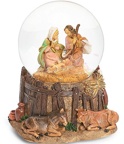 Fontanini by Roman 4.75#double; Nativity Musical Glitterdome Snow Globe with Stable Base