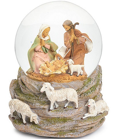 Fontanini by Roman 5.75#double; Musical Holy Family with Sheep Glitterdome Snow Globe