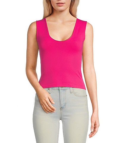 Fornia Soft Stretch Recycled Nylon Scoop Neck Thick Strap Solid Tank
