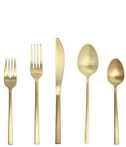 Fortessa Arezzo Brushed Gold 5-Piece Stainless Steel Flatware Set