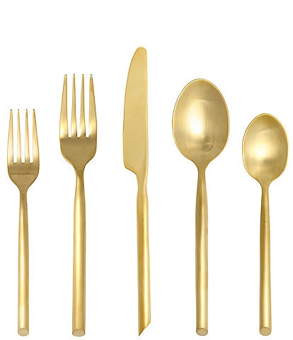 Fortessa Capri Brushed Gold 20-Piece Stainless Steel Flatware Set