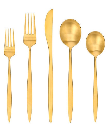 Fortessa Constantin Brushed Gold 5-Piece Stainless Steel Flatware Set