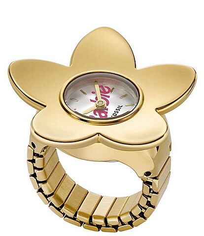 Fossil Barbie™ x Fossil Limited Edition Two-Hand Gold-Tone Stainless Steel Flower Watch Ring