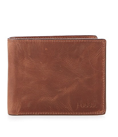 NEW- FOSSIL MICHEAL CARD CASE BLUE LEATHER MEN'S WALLET