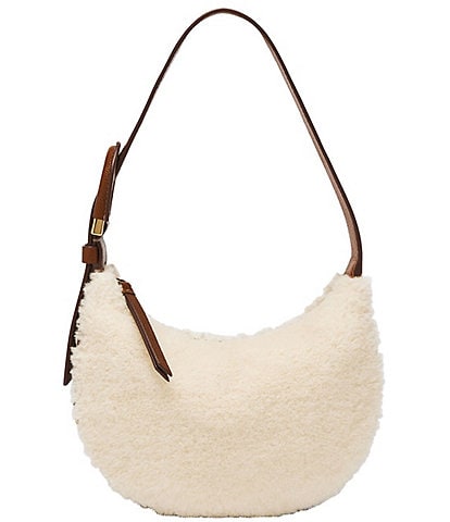 Fossil Harwell Crescent Faux Shearling Hobo Bag