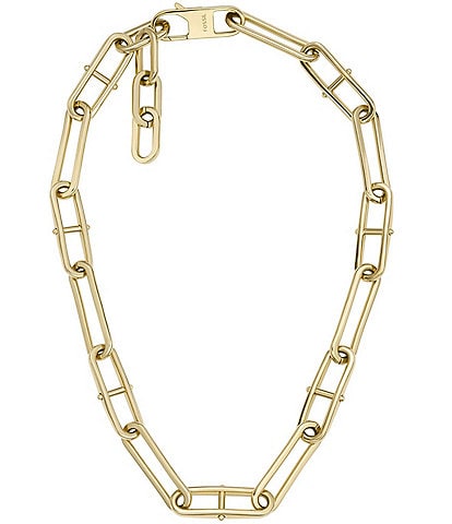 Fossil Heritage D-Link Gold-Tone Stainless Steel Chain Necklace