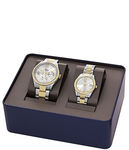 Fossil His and Hers Two Tone Stainless Steel Watch Set