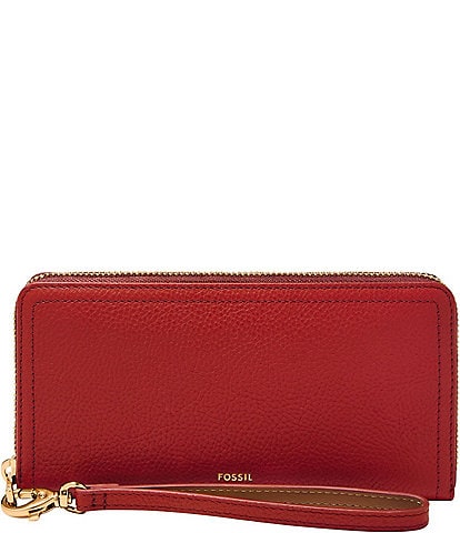 Fossil Logan RFID Zip-Around Leather Wristlet