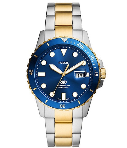 Fossil Men's Blue Dive Three-Hand Date Two Tone Stainless Steel Bracelet Watch
