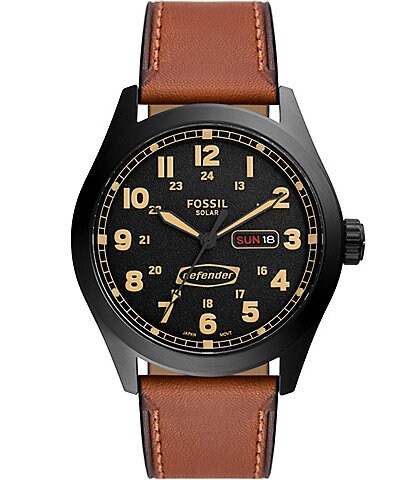 Fossil Men's Defender Solar-Powered Luggage Leather Watch