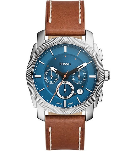 Fossil Men's Machine Chronograph Brown Leather Strap Watch