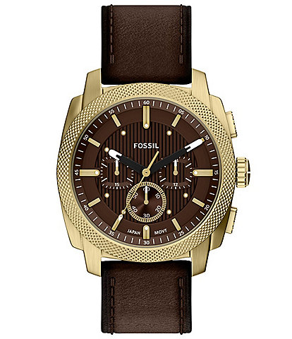 Fossil Men's Machine Quartz Chronograph Leather Strap Watch