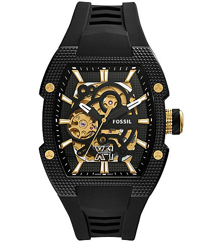 Fossil Men's Machine X1 Automatic Black Silicone Strap Watch