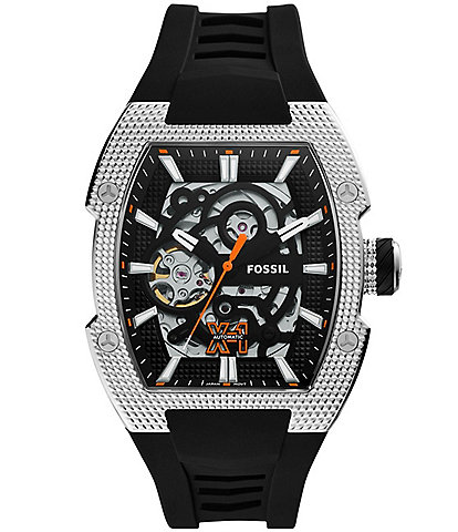 Fossil Men's Machine X1 Automatic Black Silicone Strap Watch