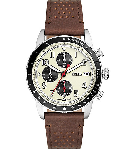 Fossil Men's Sport Tourer Brown Leather Chronograph Watch