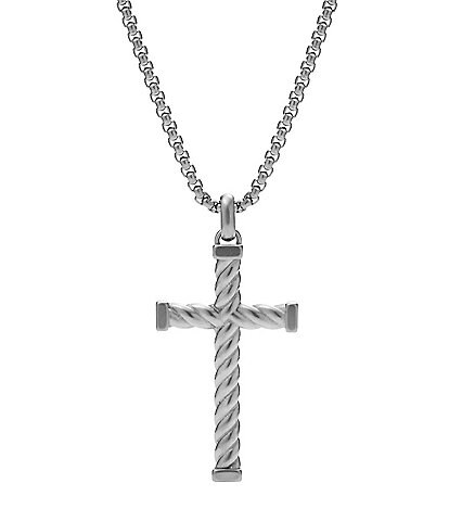 Fossil Men's Stainless Steel Cross Long Pendant Necklace