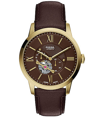 Fossil Men's Townsman Automatic Brown Leather Strap Watch