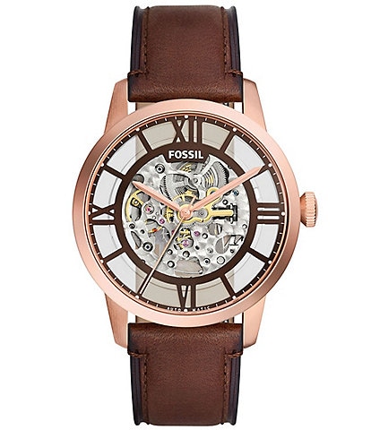 Fossil Men's Townsman Automatic Brown Leather Strap Watch