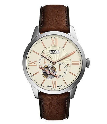 Fossil Men's Townsman Mechanical Automatic Brown Leather Strap Watch