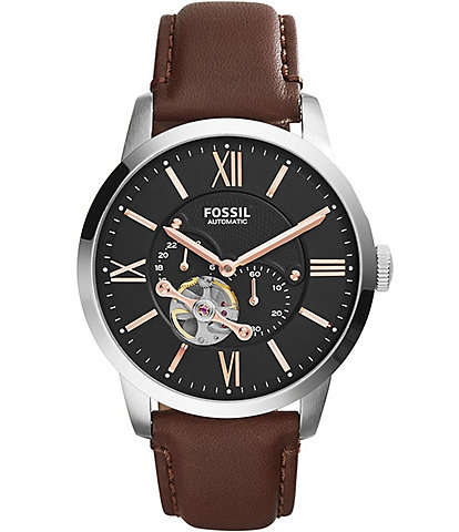 Fossil Men's Townsman Mechanical Automatic Brown Leather Strap Watch
