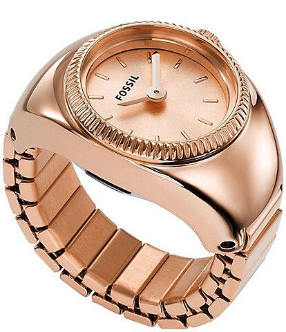 Fossil Rose Gold Tone Stainless Steel Ring Watch