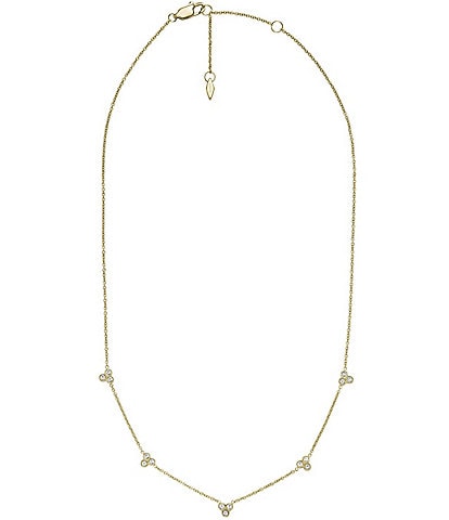 Fossil Sadie Trio Glitz Gold-Tone Stainless Steel Station Chain Necklace