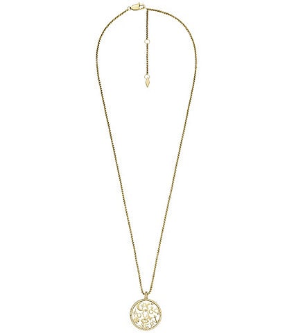 Fossil Sutton Golden Icons Gold-Tone Stainless Steel Pendant Necklace