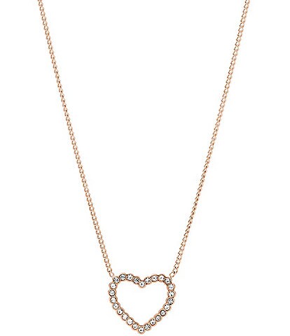 Fossil Sutton Open Heart Rose Gold-Tone Stainless Steel Necklace