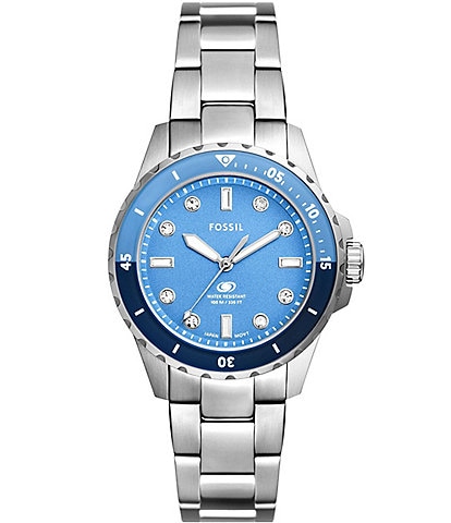 Fossil Women's Blue Dive Three-Hand Date Stainless Steel Bracelet Watch