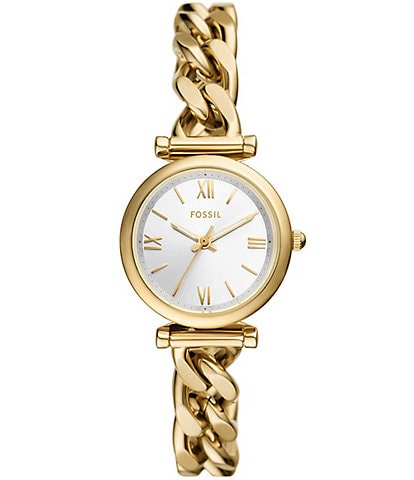 Fossil Women's Carlie Three-Hand Gold-Tone Stainless Steel Bracelet Watch