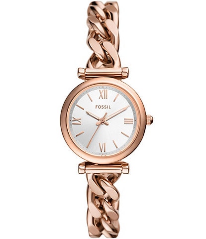 Fossil Women's Carlie Three-Hand Rose Gold-Tone Stainless Steel Bracelet Watch