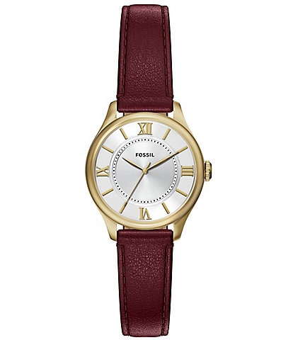 Fossil Women's Gilmore Quartz Three-Hand Red Leather Strap Watch