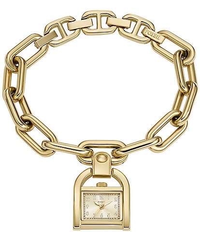 Fossil Women's Harwell Three-Hand Gold-Tone Stainless Steel Charm Bracelet Watch