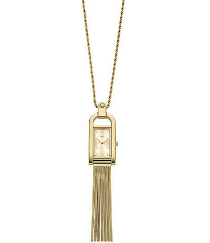 Fossil Women's Harwell Three-Hand Gold-Tone Stainless Steel Watch Pendant Necklace