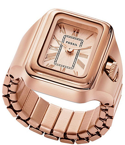 Fossil Women's Raquel Two-Hand Rose Gold Tone Stainless Steel Watch Ring