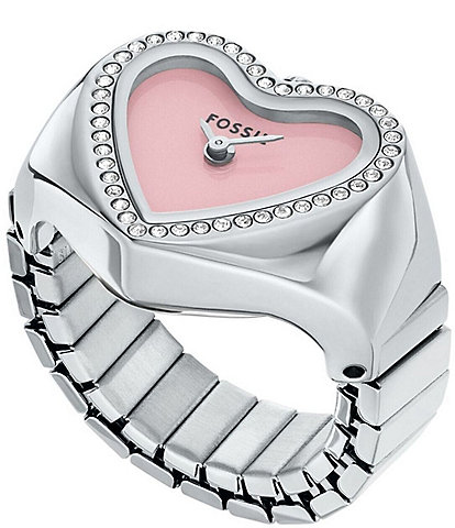 Fossil Women's Two Hand Stainless Steel Heart Ring Watch