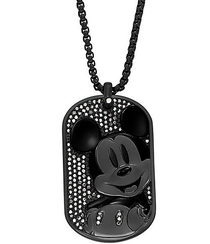 Fossil x Disney Special Edition Men's Black Stainless Steel Dog Tag Necklace