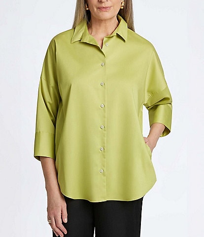 Foxcroft Avery Collared Neckline 3/4 Sleeve Tunic