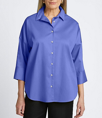 Foxcroft Avery Collared Neckline 3/4 Sleeve Tunic