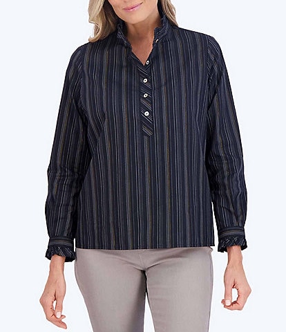 Marianna Knit-Woven Long Sleeve Layering Shirt- Foxcroft