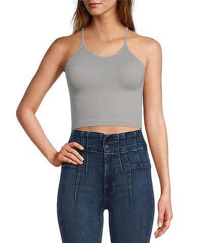Free People FP Movement Happiness Runs Cropped Scoop Halter Neck Tank