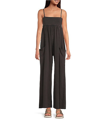 FP Movement Hot Shot Strappy Square Neck Sleeveless Wide Leg Jumpsuit