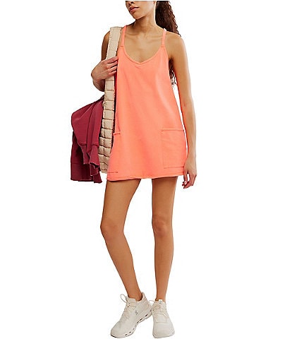 FP Movement Hot Shot V-Neck Sleeveless Patch Pocket Mini Dress