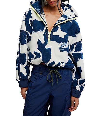 FP Movement Mountain High Wild Horse Printed Half-Zip High Neck Long Sleeve Fleece Pullover