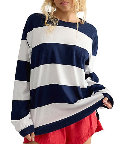 FP Movement Rugby Stripe Hustle Layer Scoop Neck Long Sleeve Top
