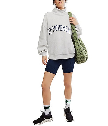 FP Movement Victory Funnel Neck Long Sleeve Oversized Sweatshirt and Biker Short Set